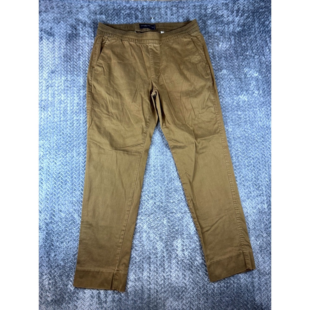 Abercrombie & Fitch Men Large Brown Elastic Waist Stretch Pull On Pants L Short